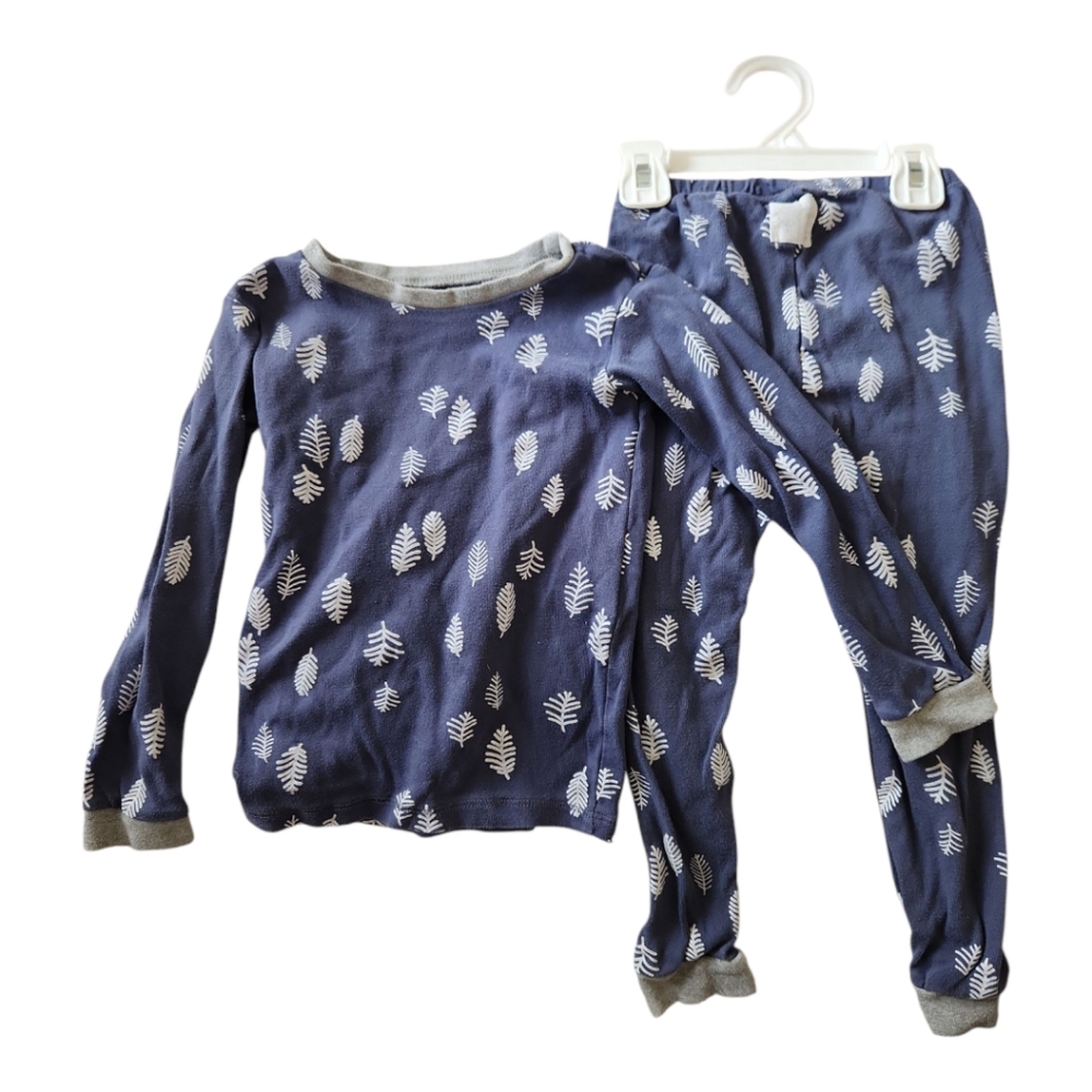Cozy Blue Leaf Print Kids Pajamas